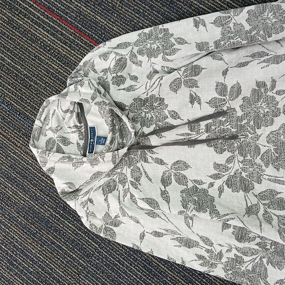 Karen Scott Funnel Neck Pullover ActiveSweatshirt (Gray Floral, Medium) - Picture 3 of 5